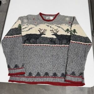 hand knit jones new york Vintage Knit Sweater Crewneck Mens womans M